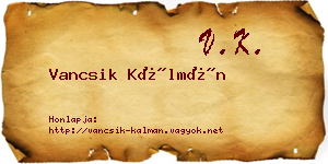 Vancsik Kálmán névjegykártya